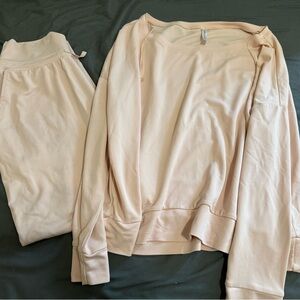 Fabletics Eco Sleek Knit Boat Neck Pullover & Drawstring Pants